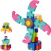 supuzz STEAM Waffle Building Blocks for Toddlers 2-8, Heavy Duty Plastic Interlocking Construction Toy with Storage Case, Reinforced Wall Educational Learning Blocks Gift Set (Rainbow, Standard)