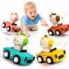 SUPVIB Press to Go Friction Inertia Car, Animal Toddler Toy Cars 1-3