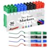 SUQJOY Dry Erase Markers, 36 Pack Bold Bullet Tip Whiteboard Markers, 9 Black, 9 Blue, 9 Red and 9 Green, Low Odor Bulk Markers for Classroom, Teachers and Office