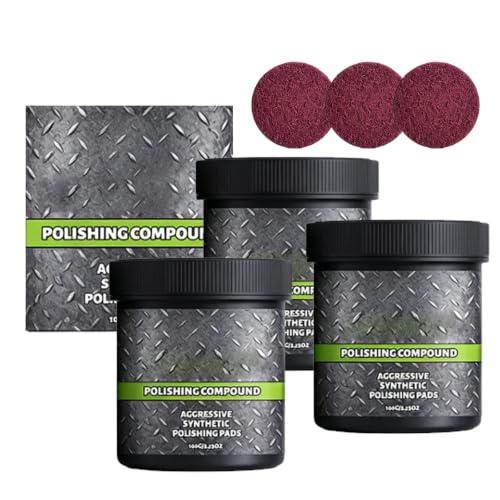 Surface Restoration Polish with Pad, Multi-Surface Repair & Shine Cream, Multi-Surface Restoration Polish Cream For Home & Outdoor Stone Metal Care, Heavy Duty Shine Formula (3PC)