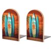 Surfboard on Wooden Wooden Bookends for Shelves