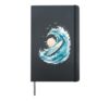 Surfing Ocean Wave Surfboard Beach Surfer Watercolor Art Hardcover Journal, Black