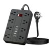 Surge Protector Flat Extension Cord Flat Plug Power Strip AOFO 8 Widely Spaced Outlets and 6 USB Charger 1 USB C Port 5 Ft for
