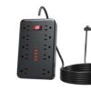 Surge Protector Power Strip 10 Outlets, 5.9ft Flat Plug Extension Cord with 6 USB Ports, Power Surge Protector, 2500w Flat Plug Power Strips with Surge Protection for Home Office Dorm Room Gaming
