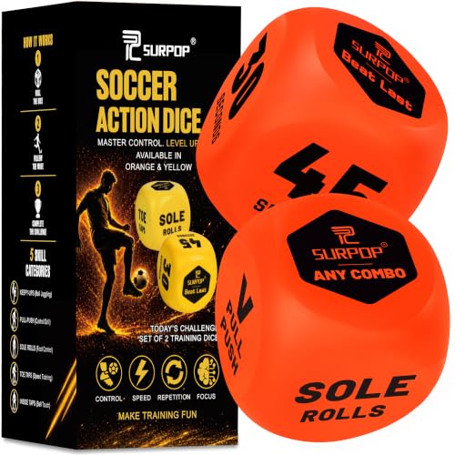 Surpop Soccer Training Dice Game for Kids 8–12, Fun Soccer Practice Game to Improve Ball Control, Footwork & Agility, Indoor Outdoor Soccer Training Equipment, Soccer Gift for Boys & Girls