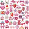 SUSIHI Coquette Stickers, 50PCS Pink Aesthetic Holographic Vinyl Stickers, Cute Party Favor Stickers for Water Bottles, Laptop, Journals, Scrapbooks, Gifts for Women