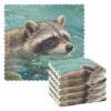 susiyo Swimming Raccoon Kitchen Washcloths 6 Pack Cute Bar Tea Towels Cloth
