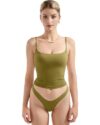 SUUKSESS Women Sexy Square Neck Tank Top Summer Going Out Tops Double Line Sleeveless Basic Cami Shirts (Olive, XS)