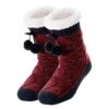 SU YING KE Women's Fleece Lined Slipper Socks Warm Fuzzy Cable Knit Non Slip Socks (Red)