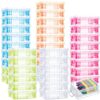Suzile 40 Pcs Plastic Crayon Boxes Holds 24 Crayon with Snap Lid Storage Container Clear Stackable Case for School Office Classroom Supplies Pen Pencil Craft(Clear, Red, Green, Blue, Orange)