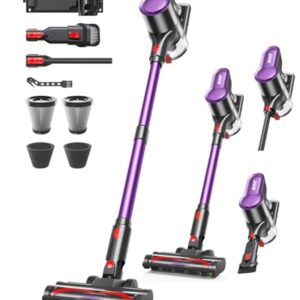 SVHT Cordless Vacuum Cleaner, 500W 45KPA 50Mins Stick Vacuum Cleaners for Home with LED Light, Self-Standing, Anti-Tangle Brush & 1.6L Dust Cup, Lightweight Vacuum for Pet Hair, Carpets, Hard Floors