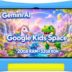 SVITOO Kids Tablet 10 Inch, Android 16 Parental Controls Blue Dinosaur Case
