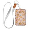 Sweet Pink Strawberry Pancakes PU Leather ID Badge Holder with Lanyard Deta