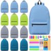 Sweetude 12 Sets 16" Bulk Backpacks with School Supplies Kits, 108 Pcs Classroom Donation Bundle for Back to School(Cool Color)