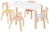 Swegrow Kids Table and 4 Chairs Set, Wooden Table and Chairs for Kids & Toddler，Kid Wooden Furniture for Playroom/Home/Daycare (White/Pastels)