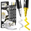 Swemos 4 Fabric Markers, Fabric Paint Permanent for Clothes, Brush and Chisel Tip Acrylic Paint Pens for Helmets, Skateboards, Hats, Canvas, Shoes, Bags, Craft, DIY - Fabric Decorating Kit