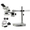 SWIFT S7 3.5X-90X Professional Simul-Focal Trinocular Stereo Zoom Microscope with WH10x Eyepieces, 0.7X-4.5X Objective,144 LED Ring Light, Single Arm Boom Stand, Includes 0.5X and 2.0X Barlow Lens
