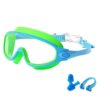 Swim Goggles, Kids Goggles Wide View Anti-Fog UV Protection No Leak with Earplugs Nose Clip for Age 3-15 Boys Girls Pool Beach (Green)