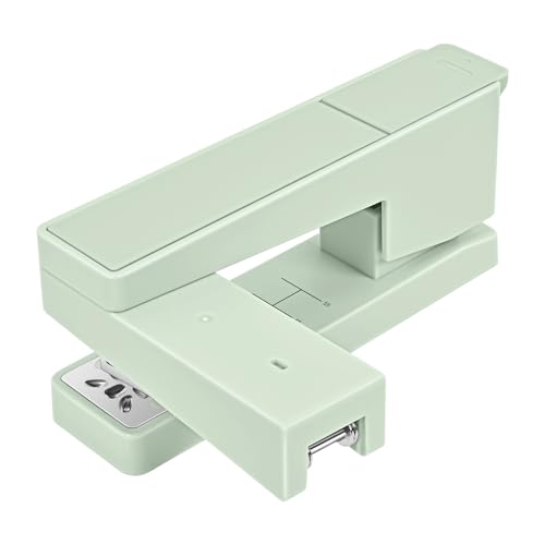 Swing-Arm Swivel Stapler - 20 Sheets Capacity, 360 Degree Rotate Desk Stapler with 100 Staples - Non-Slip Office Stapler, Green