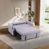 swxlylsfq 1 Multifunctional Foldable Sofa Bed with 3 Different Lengths, Modern Sofa, Upgraded Suede Fabric, Adjustable backrest, Gray Color with USB Port and Rotating Telephone Stand