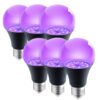 Sxminer 10W UV Black Light Bulbs, 395nm Wavelength A19 LED Blacklight, 100W Equivalent, E26/E27 Base, 360° Glow Effect, Non-Dimmable, for Halloween Decorations Glow Parties Fluorescent Posters, 6-Pack