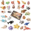 SYEFKJSA 30 Pcs Mini 3D Printed Animal Figurines Set, Flexible Articulated Fidget Wigglitz Animals Toys, Desk Decor,Birthday Gift, Party Favors, Gifts for Kids Students Carnival Prizes Rewards
