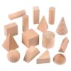 Syhood 30 Pcs 3D Shapes Geometric Solids Wooden Shapes Large Size Burlywood Color Geometric Blocks Set Montessori Learning Pattern Blocks Solid for Preschool Classroom Elementary Home School Supplies