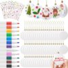 Syhood 60 Pcs 3.15'' DIY Christmas Blank White Ball Ornaments Set Plastic Matte Flat Discs Ornaments DIY Xmas Tree Decoration with Acrylic Paint Markers Gems Stickers for Crafts Party Decor