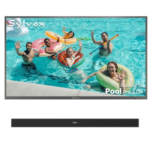 SYLVOX 55" Outdoor TV with Soundbar, 2000 Nits Full Sun Outdoor TV for Bright Outdoor Conditions, 4K UHD HDR10, IP56 Weatherproof, Anti-Glare Matte Screen, Dolby Atmos, Smart Google TV