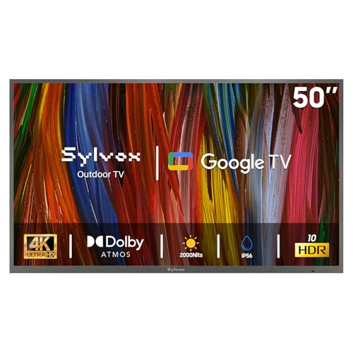 SYLVOX Outdoor TV, 50 inch Smart TV Waterproof Outdoor TVs, 4K Weatherproof Television for Outside, Support Google Assistant, Chromecast, 1000 nit Brightness Partial Sun (Deck Pro 3.0)