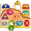 SYNARRY Farm Animals Toddler Puzzles, Wooden Puzzles for Toddlers 1-3, Jumbo Knob Peg Chunky Puzzle, Baby Puzzles 12-18 Months for Shape Recognition Fine Motor Skills, Barn Farm Toys for Toddlers 1-3