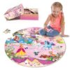 SYNARRY Unicorn Princess Mermaid Fairy Floor Puzzle for Kids Ages 3-5, Large 70 Piece Wooden Puzzle for Kids Ages 4-6, Preschool Toys Gifts for 3 4 5 6 7 8 Years Old Boys Girls Children