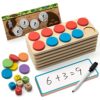 SYNARRY Wooden Ten-Frame Set Math Manipulatives for Kindergarten Elementary 1st 2nd Grade Homeschooling, Addition and Subtraction Montessori Math Games for Chirldren, Counters Toys for Kids Ages 3-8
