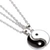 Synvexor 2-Piece Interlocking Split Yin Yang Pendant Necklace Set, Silver Plated Complementary Puzzle Matching Wearable Ornaments, Adult Balanced Symbol Fashion Accessory