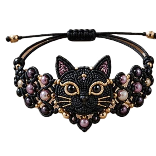 Synvexor DIY Beaded Bracelet Making Kit,3D Animal Bead Craft Kit for Beginners,Creative Jewelry Supplies with Charms and Beads,Adults & Craft Lovers,Full-Color Instruction Sheet(Cat)