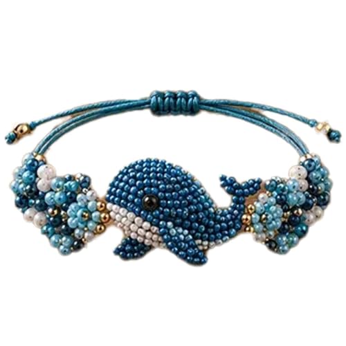 Synvexor DIY Beaded Bracelet Making Kit,3D Animal Bead Craft Kit for Beginners,Creative Jewelry Supplies with Charms and Beads,Adults & Craft Lovers,Full-Color Instruction Sheet(Whale)
