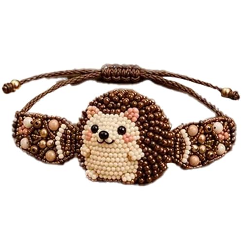 Synvexor DIY Beaded Bracelet Making Kit,3D Animal Bead Craft Kit for Beginners,Creative Jewelry Supplies with Charms and Beads,Adults & Craft Lovers,Full-Color Instruction Sheet(Hedgehog)