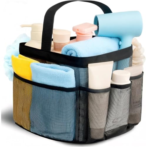 Synvexor Shower Caddy for Dorm Mesh Shower Room Essentials for Girls with 9 Pockets,Large-Capacity Shower Basket,Quick Dry Toiletry Tote Bag for Women,Outdoor Gym,Travel,Swim,Beach Camping Essentials