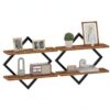 Syyavrrta 1 Pack Diamond Floating Shelf, 13 Inch Iron and Wood Wall Mount Display for Living Room Bedroom Decor, Open Frame Accent Storage