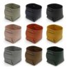 Syyavrrta Desktop Organizer for Small Accessories, Round Foldable PU Leather Storage Box with Lid, Compact Desk Tidy for Keys and Pens