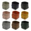 Syyavrrta Desktop Organizer for Small Accessories, Round Foldable PU Leather Storage Box with Lid, Compact Desk Tidy for Keys and Pens