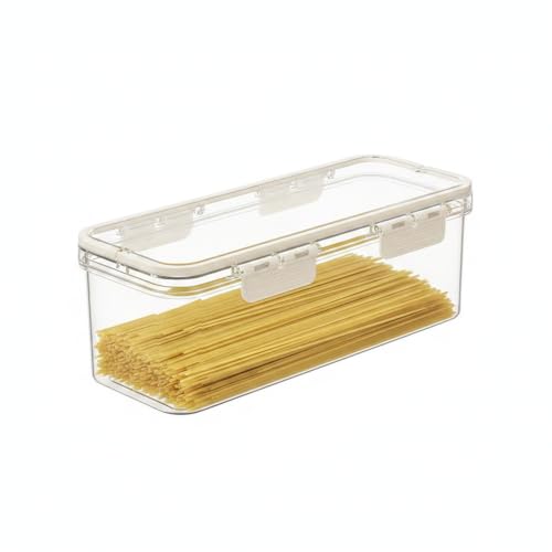 Syyavrrta Food Storage Container with Lid, Stackable PP Plastic Bin for Pantry and Fridge Organization, Clear Rectangular Organizer for Dry Goods, 12.6 x 4.4 x 4.4 Inches (1 Pack)