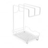 Syyavrrta No-Drill Wall Mount Dish Cloth Rack with Drip Tray, Easy Install Carbon Steel Sponge Organizer for Kitchen & Bathroom