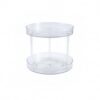 Syyavrrta Vanity & Kitchen Counter Organizer, Clear PET Rotating Storage Tray with 360-Degree Spin Base for Fridge, Desktop, and Cabinet