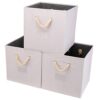 SYYOFUE Fabric cube storage bins Light-Beige storage boxes set 13x13x13 inch baskets with handle for home&office organization