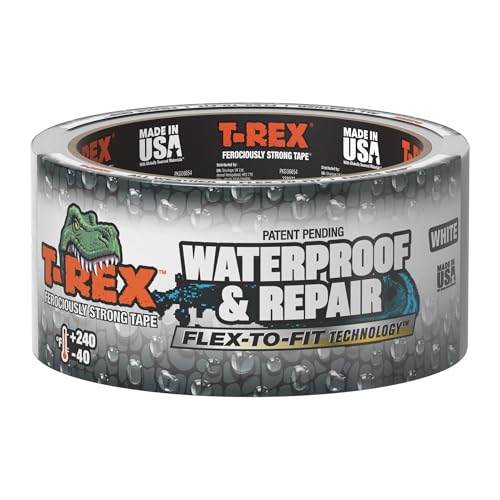 T-REX Waterproof and Repair Tape,1.88" x 30 ft, Ferociously Strong, Extreme Weather & UV Resistant Pool Repair Tape, Works Underwater & Sticks to Wet Surfaces, White, 1 Roll, 1.88" Width (Pack of 12)