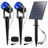 T-SUN Blue Solar Spotlights Outdoor, 2-in-1 Waterproof Solar Landscape Spotlights, 2 Lighting Modes Adjustable Solar Lights for Trees, Yard, Garden, Pathway, Patio, Pool Area(Blue)