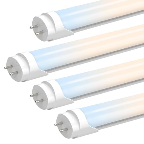 T8 LED Bulbs 4 FT, LED Tube Lights 4ft Type A+B, 24W, 3200LM, 6 CCT(3000K-6500K) Plug and Play or Ballast Bypass, Fluorescent Light Bulb 48 Inch T10 T12 Tube Replacement, Dual-Ended, Frosted, 4 Pack