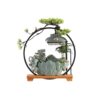Tabletop Water Fountain Ceramic Tabletop Fountain with LED Light Ring and Backflow Incense Burner Holder Circulating Water Feature
