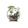Tabletop Water Fountain Waterfall Fountain Indoor, Tabletop Water,Desk Chinese Ceramic with LED Light Ring